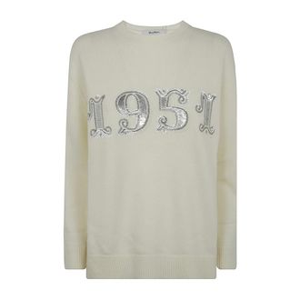 Max Mara Round-neck Truien - Dames - Ronde hals truien - Wit - M - Truien & Vesten