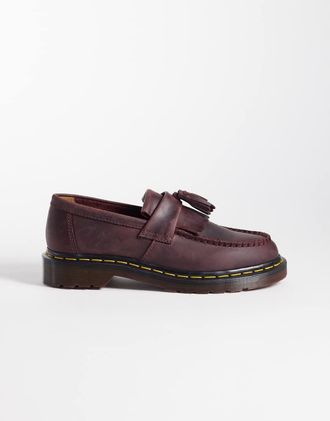 Dr. Martens Adrian - Mocassini unisex rosso ciliegia Crazy Horse con nappe