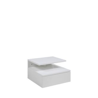 DRAWER Mesa de noche de pared con 1 caj&oacute;n de madera - Blanco