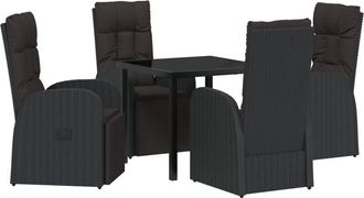 vidaXL Garden Dining Set with Cushion 5 pcs Black Poly Rattan Vidaxl