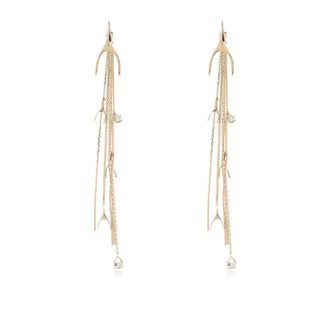 Alexander McQueen Wishbone Crystal-Embellished Drop Earrings - Dames - Oorbellen - Geel - ONE Size - Accessoires