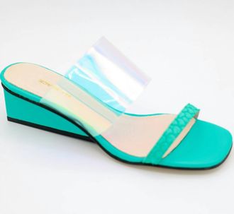 All Black Women Clear Fish Wedge In Green