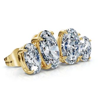 Pompeii3 Certified 3Ct Oval Cut Toi Et Moi Diamond Earrings 14k Gold Lab Grown