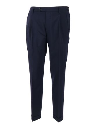 Berwich Blue Tailored Cuffed Straight-Leg Pants