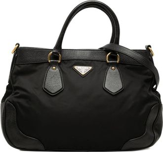 Prada Pre-owned Prada Leather Trimmed Tessuto Satchel Ladies 7M6VUFISUNTGZ9LX