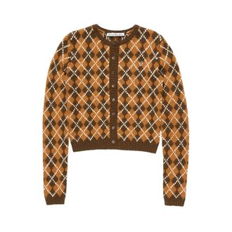 Acne Studios C&aacute;rdigan de punto argyle boucl&eacute; - Knitwear - Mujer - Marr&oacute;n - M