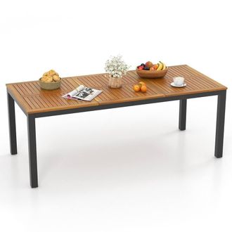 Costway Costway 8-Person Outdoor Dining Table 200 x 90 cm Acacia Wood Patio Table in Brown