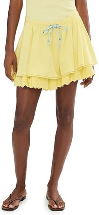 Free People Lady Tulip Mini Skirt Womens Skirt Lemon Water : MD (Womens 8-10), Cotton