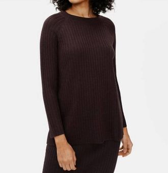 Eileen Fisher Merino Crew Neck Tunic In Brownstone
