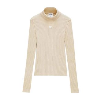 Courr&egrave;ges Maglione a collo alto a coste Reedition - - Knitwear - Donna - Beige - S