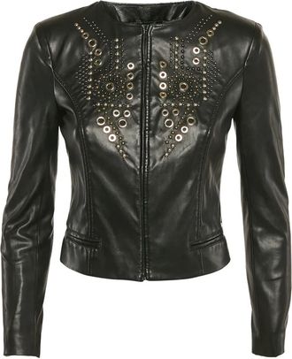 Elisabetta Franchi Leren jack - Zwart