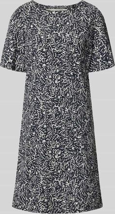 Zero Knielanges Kleid im Allover-Look in Marine, Gr&ouml;&szlig;e 34
