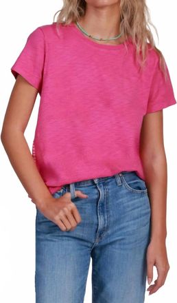 Dylan Contrast Stitch Crew Neck Tee In Pink Natural
