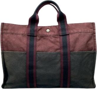 Herm&egrave;s Pre-owned Canvas Tote Bag - Dames - Vintage Shopper - Paars - ONE Size - Vintage