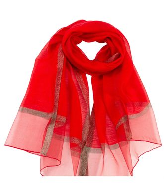 World of Shawls New Sheer Textured Two-Tone with Shimmer Border Scarf Scarves Wrap Stole (Red)