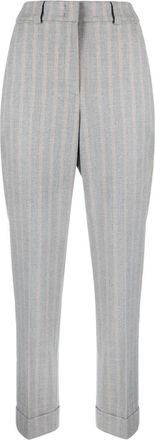 PESERICO striped tapered-leg cropped trousers - women - Elastane/Polyester/Viscose/Polyester/Cotton - 38 - Grey