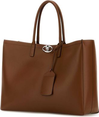 Valentino Garavani Mens Brown Leather Vlogo Shopping Bag Tobacco Borse A Mano