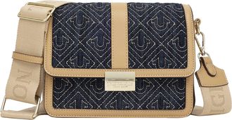 True Religion Logo Lock Modern Flap Denim Crossbody Bag