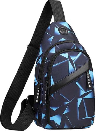 Generic 2022 Korean Version Chest Bag Mens Fashion Camouflage Mens Messenger Bag Cloth Leisure Bag Canvas Small Backpack Laptop Messenger & Shoulder Bags (Blu