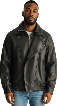 Infinity Leather Mens Black Lamb Leather Biker Bomber Blouson Jacket - Dunedin