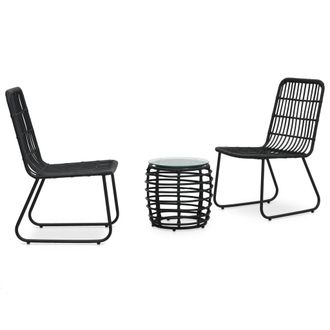 Berkfield Home 3 Piece Bistro Set Poly Rattan Black
