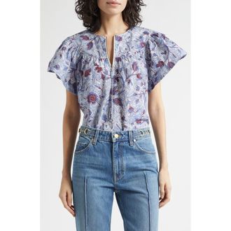 Ulla Johnson Perline Floral Print Silk Top in Gardenia at Nordstrom, Size 12