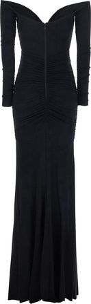 Elisabetta Franchi Womens Off-Shoulder Dress With Ruffles - Black Viscose