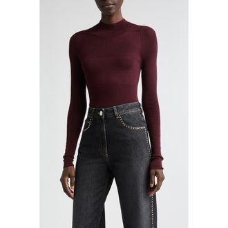 Versace Merino Wool Blend Rib Sweater in Burgundy at Nordstrom, Size 10 Us