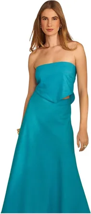 1.State Scarf Top Womens Laguna Mist Tie Back Cropped Strapless FTS1526