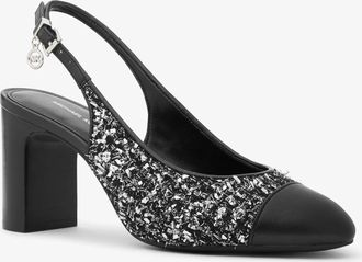 Michael Kors Piper Flex Metallic Tweed and Leather Slingback Pump