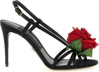 Dolce & Gabbana Black Viscose Stiletto Heel Womens Sandals