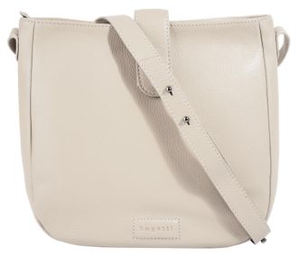 Bugatti Henkeltasche BUGATTI ELSA, Damen, Gr. B/H/T: 30cm x 28cm x 6cm onesize, weiss (wei&szlig;), Leder, leicht gl&auml;nzend, unifarben, Taschen Henkeltasche, echt Le