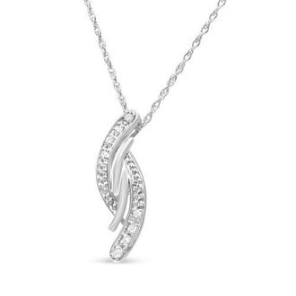 House of Brilliance Silver Diamond Accent Bypass Curve 18 Pendant Necklace in White at Nordstrom
