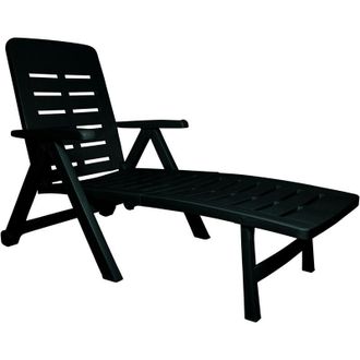 Dmora Dmora Chaise Longue De Jardin Pliante &Agrave; Roulettes, Solarium, Made In Italy, 72x189x96, Couleur Verte