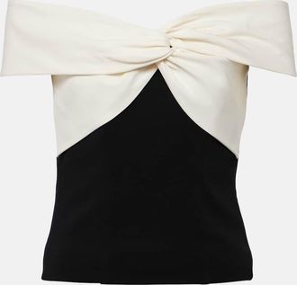 Roland Mouret Colorblocked gathered cady top