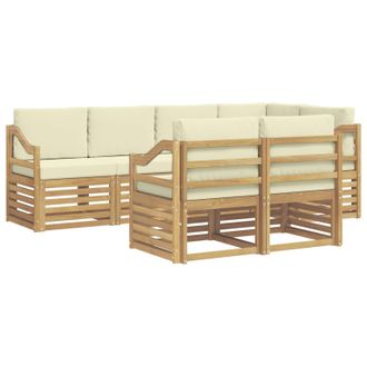 vidaXL Conjunto De Sof&aacute; Seccional Con Coj&iacute;n 7 Pcs Blanco Y Crema Vidaxl