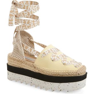 Stella McCartney Gaia Logo Strap Espadrille in Banana at Nordstrom, Size 11Us