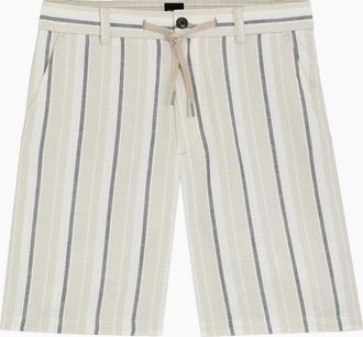 HUGO BOSS Mens Boss Chino ST 2 Striped Linen Shorts - Grey - Size: 30/32