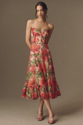 Dress The Population Carina Strapless Sequin Midi Dress