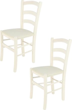 Tommychairs Tommychairs 2 Sillas Venice En Haya Anilina Blanca, Asiento Tela Marfil