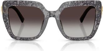 Dolce & Gabbana 54mm Square Sunglasses in Print Black Lace /Grey at Nordstrom