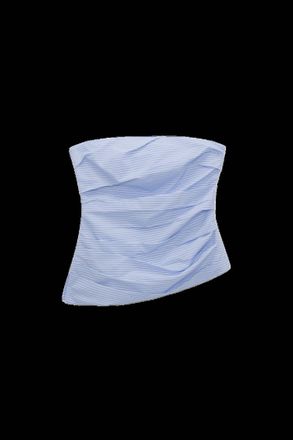 Jonathan Simkhai Womens Emerson Rushed Bustier Top In Periwinkle Stripe