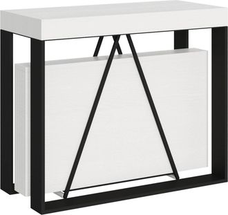 ITYhome Consola extensible 90x40/300cm effecto madera, fresno blanco