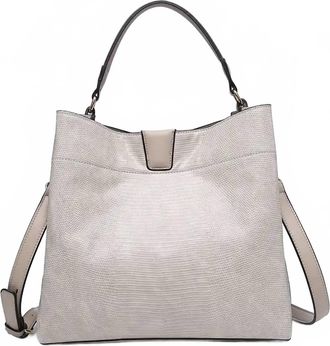Jen & Co. Womens Tati Lizard Monogrammable Satchel Bag In Pearl