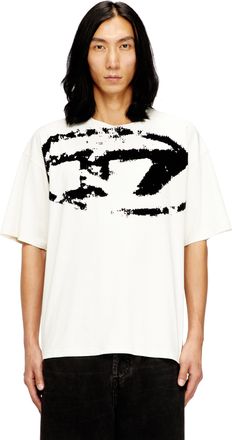 Diesel T-shirt with distressed flocked logo - T-Shirts - Man - Multicolor