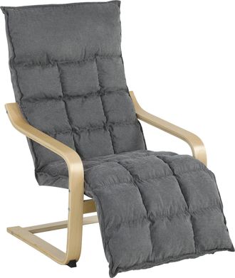 HOMCOM Homcom Sill&oacute;n De Sal&oacute;n Con Reposapi&eacute;s, Butaca De Sal&oacute;n Tapizada En Lino Con Balanceo Suave, Respaldo Alto, Asiento Amplio, Para Dormitorio, Gris