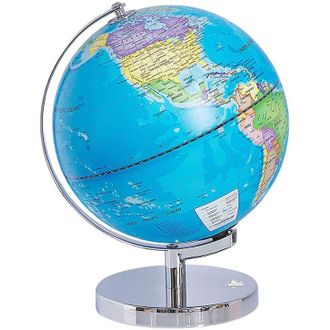 Beliani Decorative Globe Blue Silver Metal Stand Felt Pad LED Star Map 24 cm STANLEY
