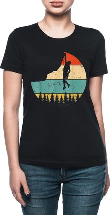 Vendax Rock Climbing Mountaineer Black T-Shirt Women, blackone, M
