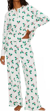 Beach Riot Pacific Long Sleeve Sleep Set In Frosted Holly