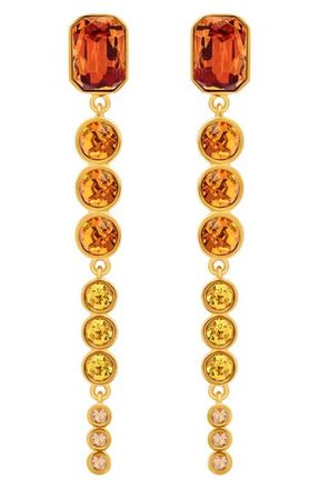 Oscar De La Renta Cascading Rhinestone Drop Earrings in Topaz at Nordstrom
